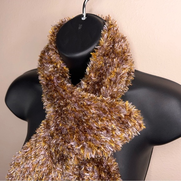 Fownes Brown Fuzzy Knit Scarf - Picture 7 of 15